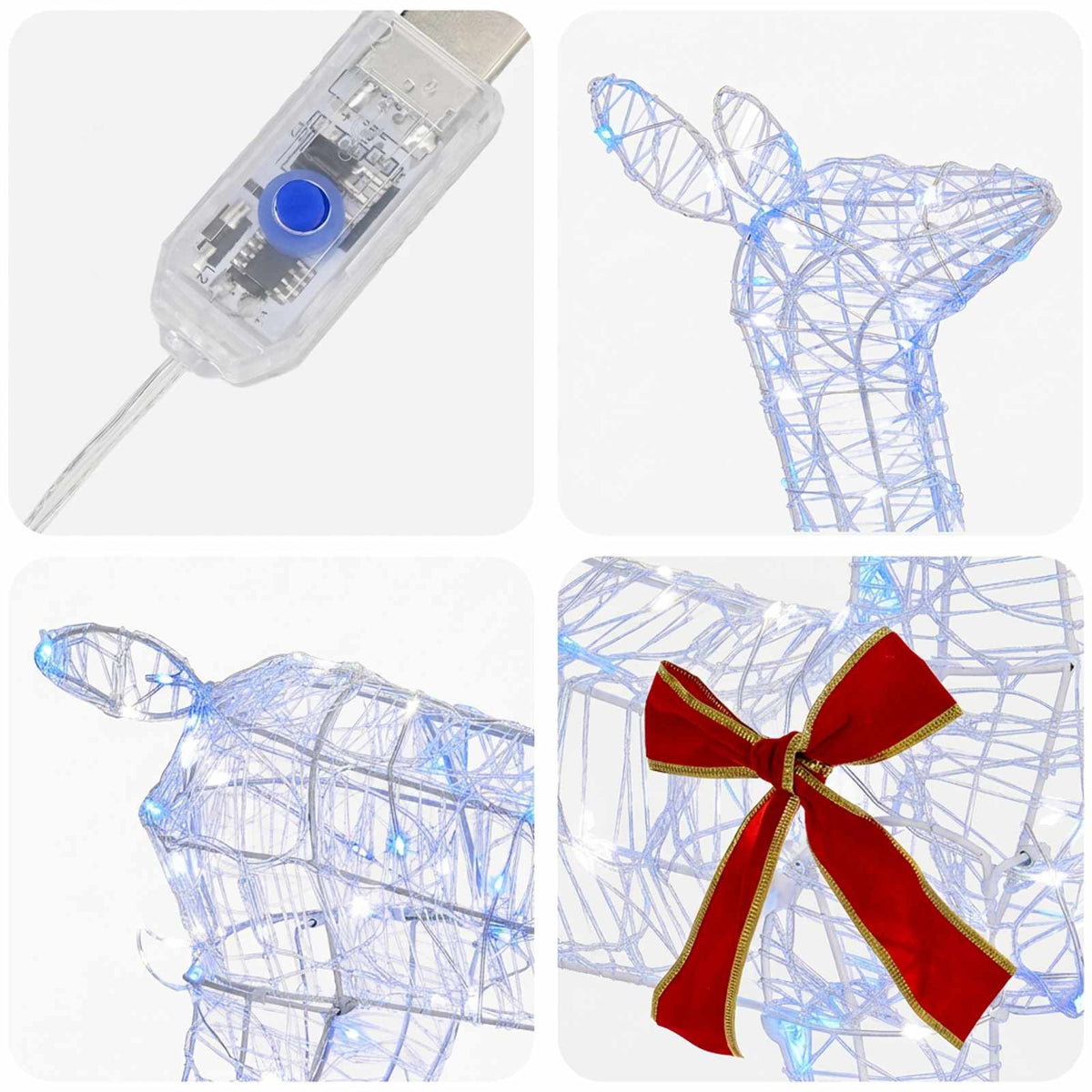 vidaXL 3D Renifer Bożonarodzeniowy LOVIISA 110 LED Niebieski