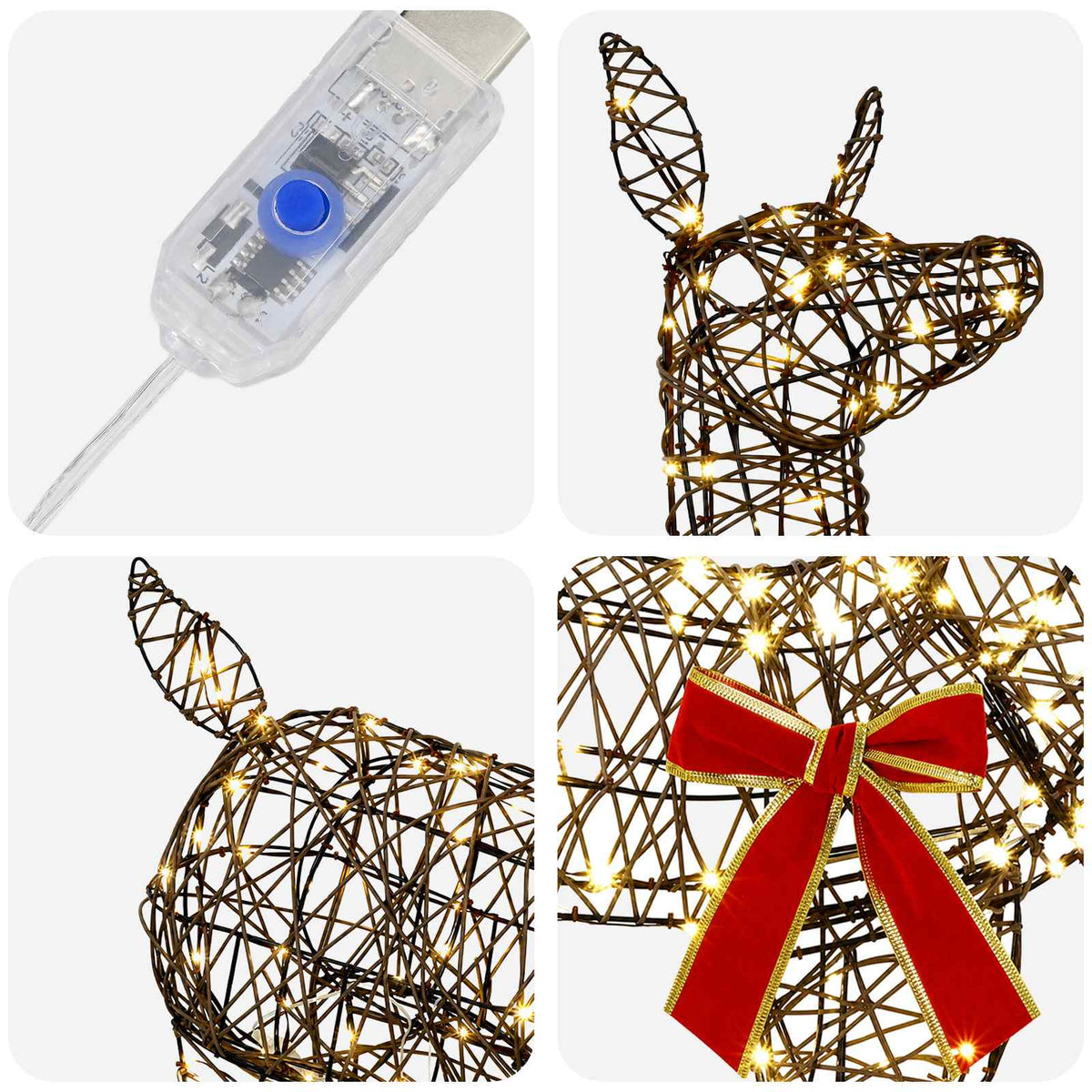 vidaXL 3D Renifer Bożonarodzeniowy LOVIISA 110 LED Ciepła biel