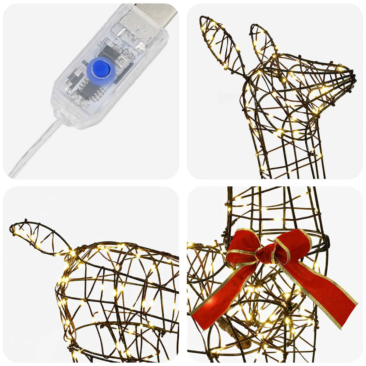 vidaXL 3D Renifer Bożonarodzeniowy LOVIISA 285 LED Ciepła biel
