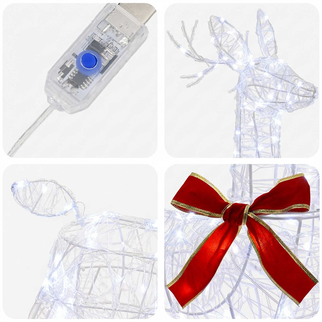 vidaXL 3D Renifer Bożonarodzeniowy LOVIISA 140 LED Zimna biel