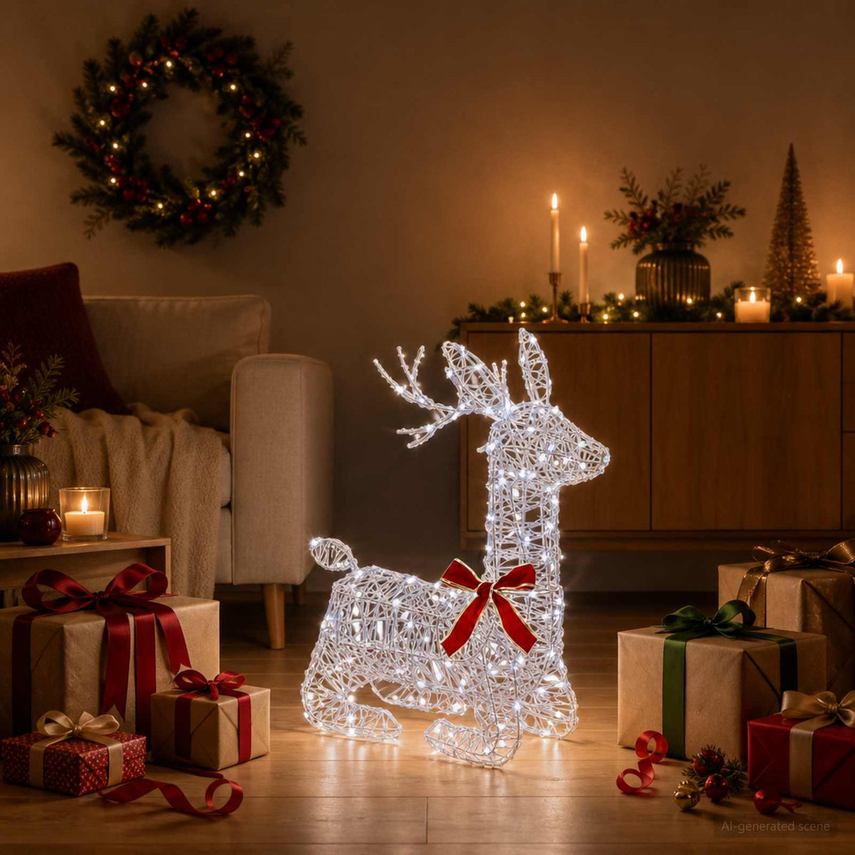 vidaXL 3D Renifer Bożonarodzeniowy LOVIISA 140 LED Zimna biel