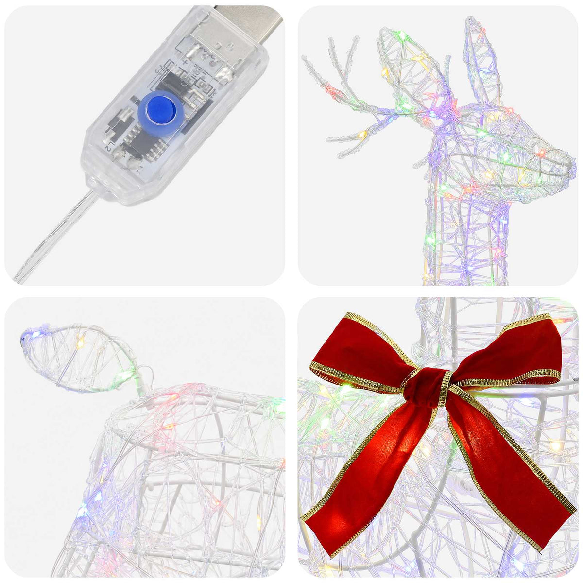 vidaXL 3D Renifer Bożonarodzeniowy LOVIISA 140 LED Wielokolorowy
