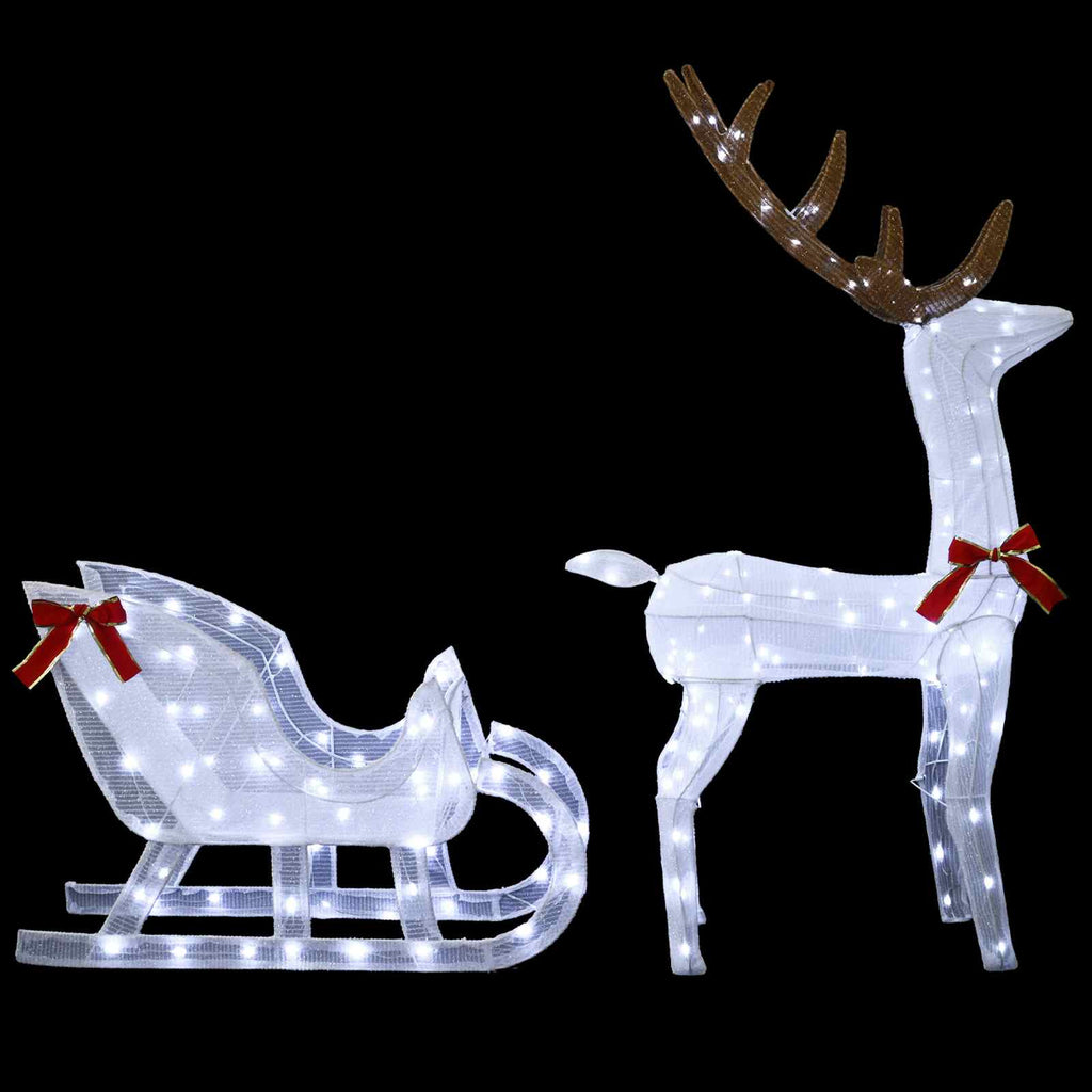 vidaXL Renifer ciągnący sanie LOVIISA 200 LED Zimna biel