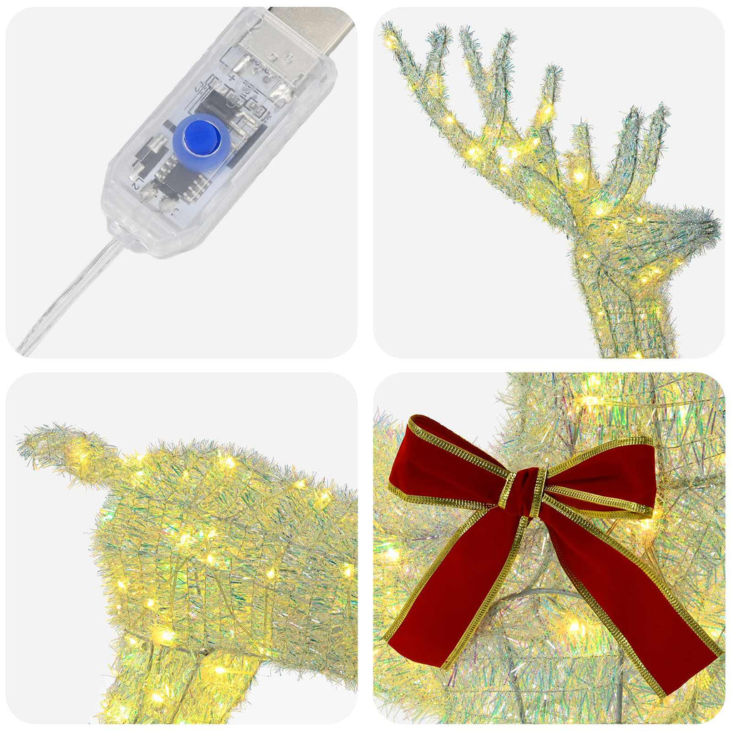 vidaXL Renifer ciągnący sanie LOVIISA 200 LED Ciepła biel