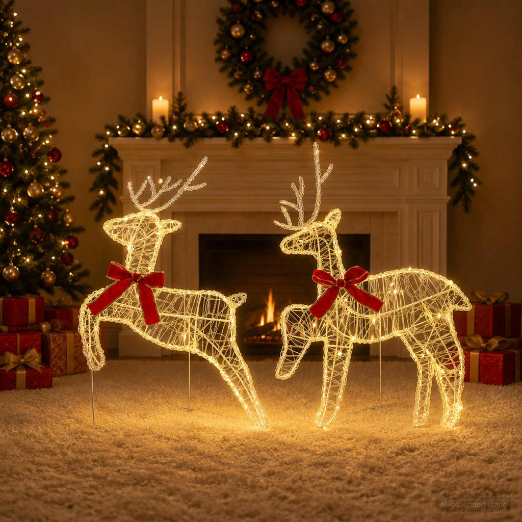 vidaXL Renifer Bożonarodzeniowy 2 szt. 40 LED Ciepła biel