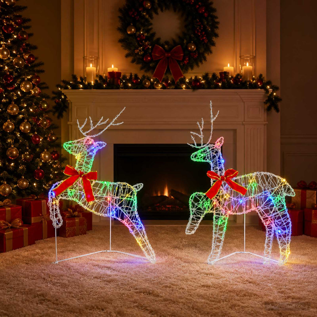 vidaXL Renifer Bożonarodzeniowy 2 szt. 40 LED Wielokolorowy