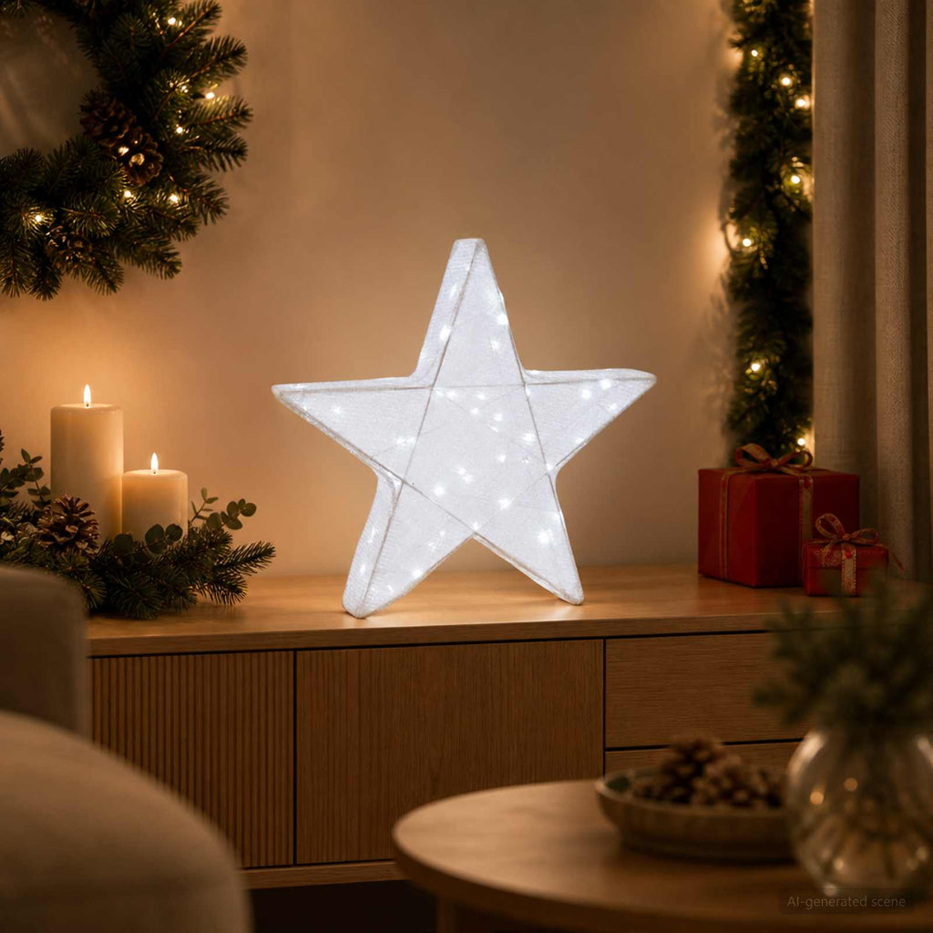 vidaXL Gwiazda świąteczna 3D 50 LED Zimna biel 55 x 53,5 x 10 cm