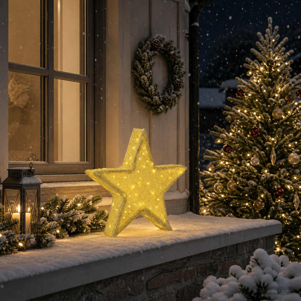 vidaXL Gwiazda świąteczna 3D 50 LED Ciepła biel 55 x 53,5 x 10 cm