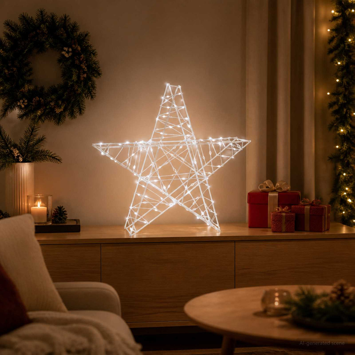vidaXL Gwiazda świąteczna 3D 120 LED Zimna biel 55 x 53,5 x 10 cm