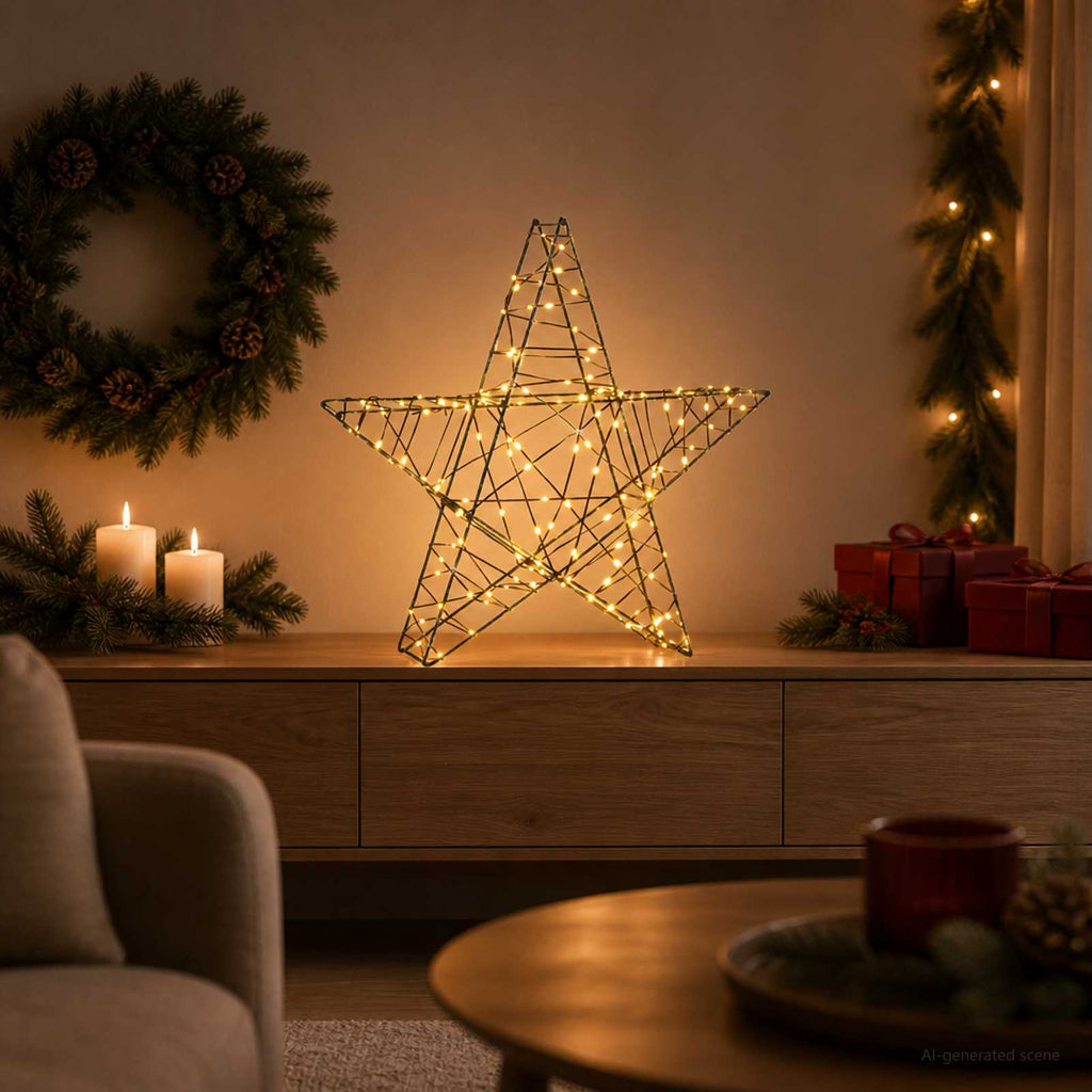 vidaXL Gwiazda świąteczna 3D 120 LED Ciepła biel 55 x 53,5 x 10 cm