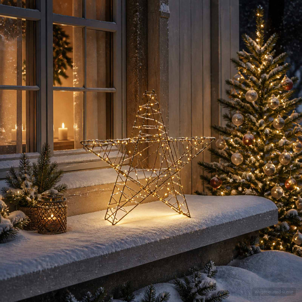 vidaXL Gwiazda świąteczna 3D 120 LED Ciepła biel 55 x 53,5 x 10 cm