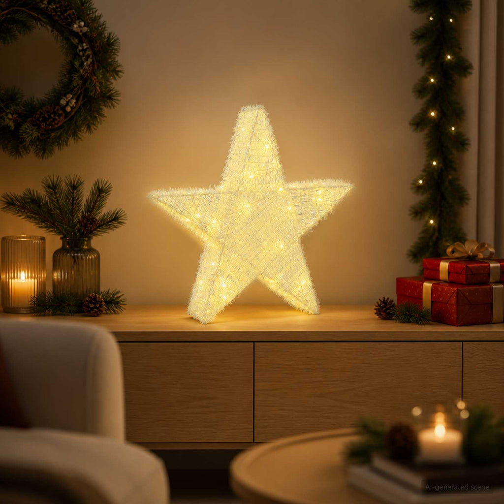 vidaXL Gwiazda świąteczna 3D 50 LED Ciepła biel 55 x 53,5 x 10 cm
