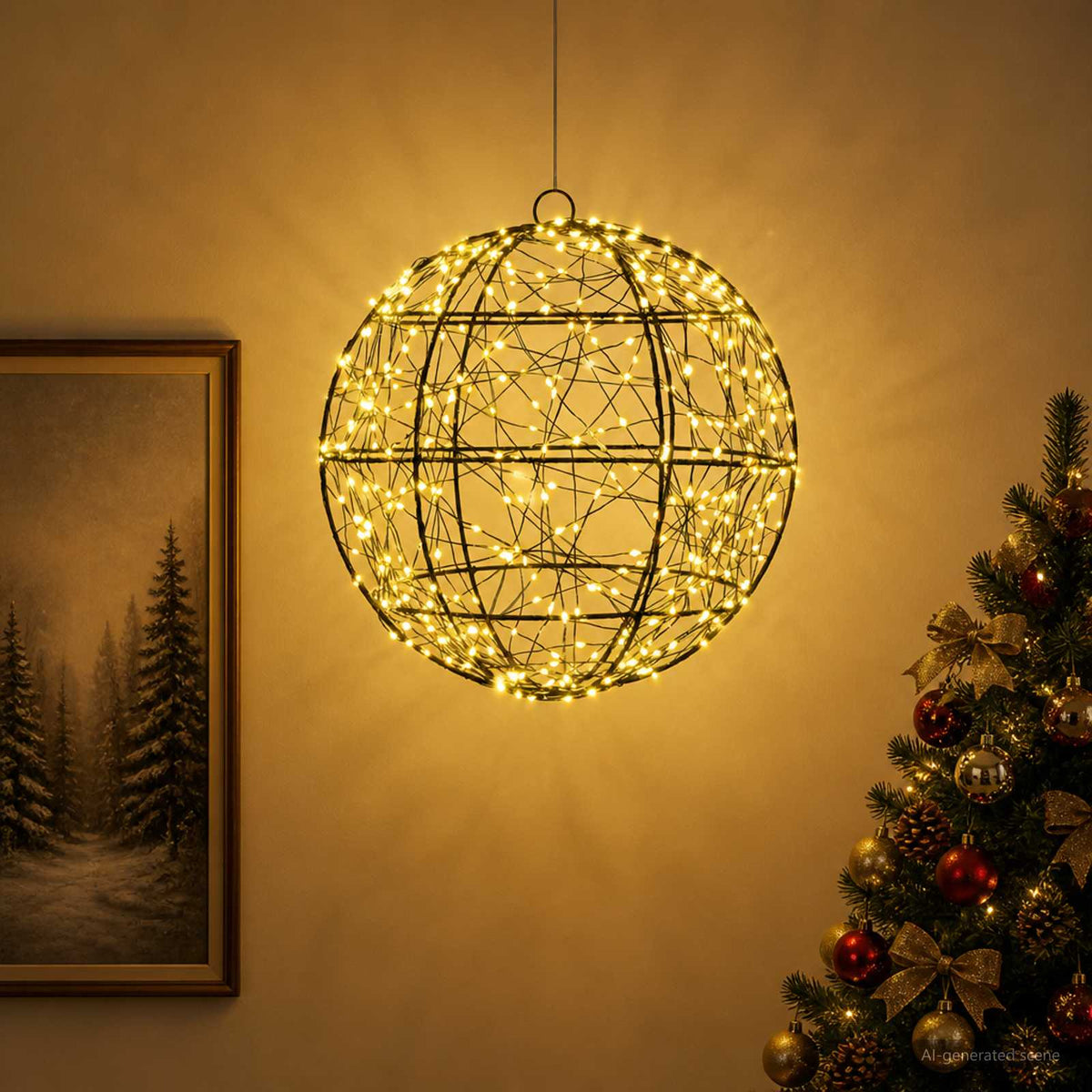 vidaXL Świąteczny szpic na lampkę 300 LED Ciepła biel