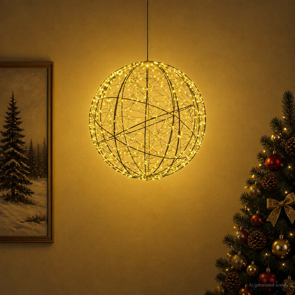 vidaXL Świąteczny szpic na lampkę 750 LED Ciepła biel Ø 50 x 52 cm