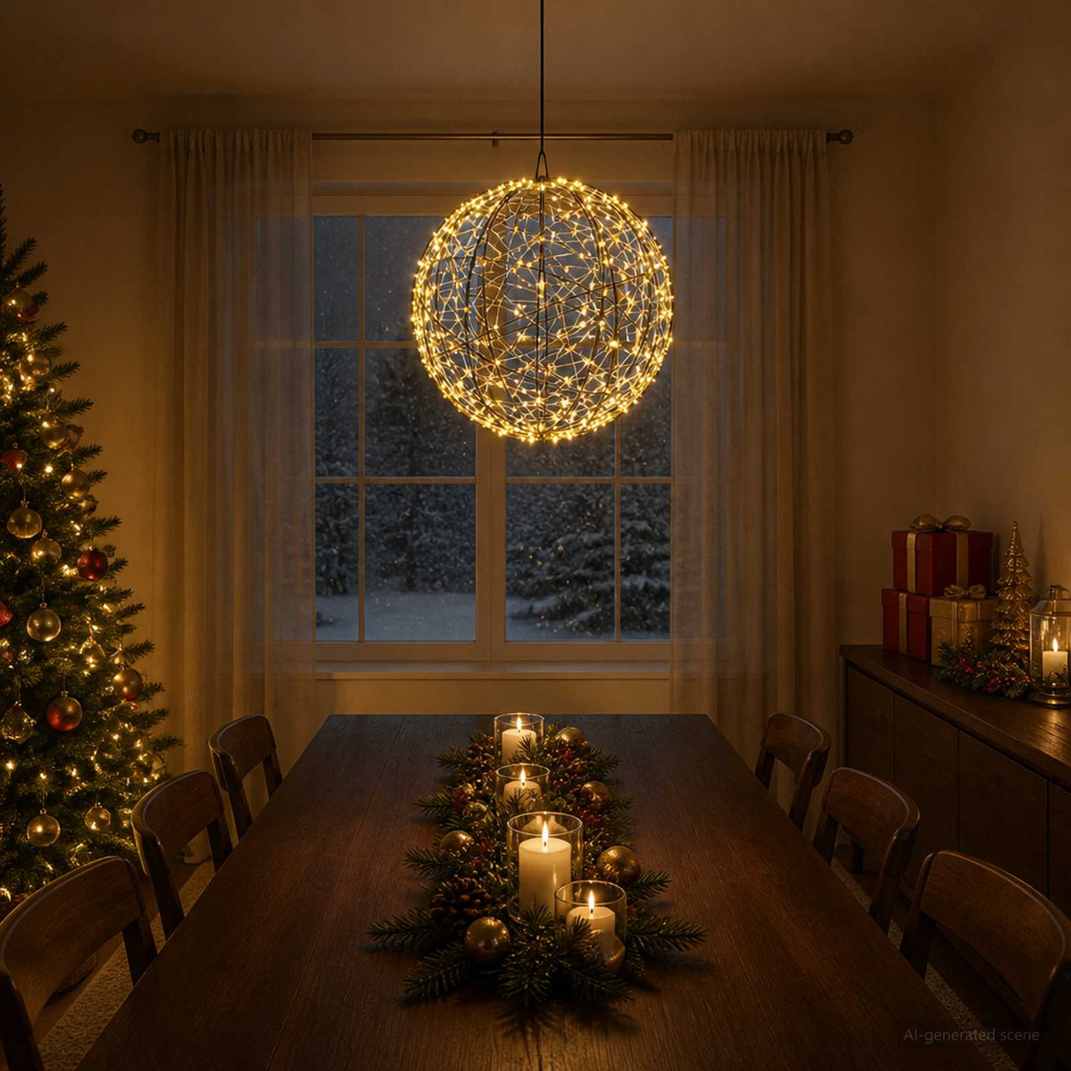 vidaXL Świąteczny szpic na lampkę 750 LED Ciepła biel Ø 50 x 52 cm