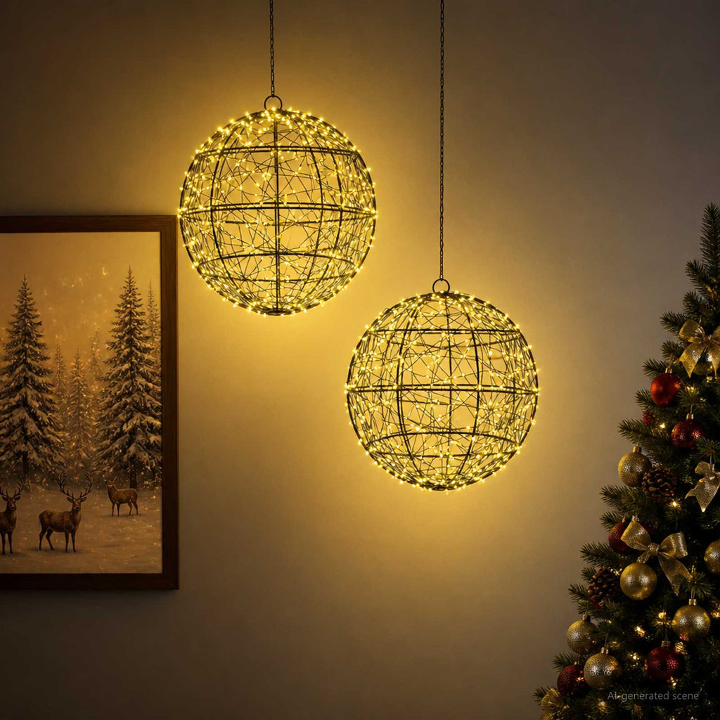 vidaXL Świąteczny szpic na lampkę 2 szt. 600 LED Ciepła biel