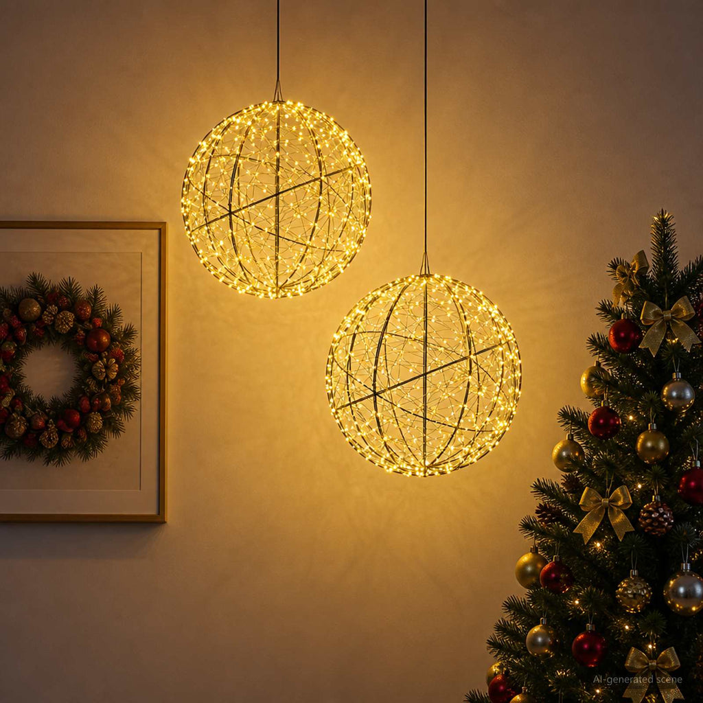 vidaXL Świąteczny szpic na lampkę 2 szt. 1500 LED Ciepła biel