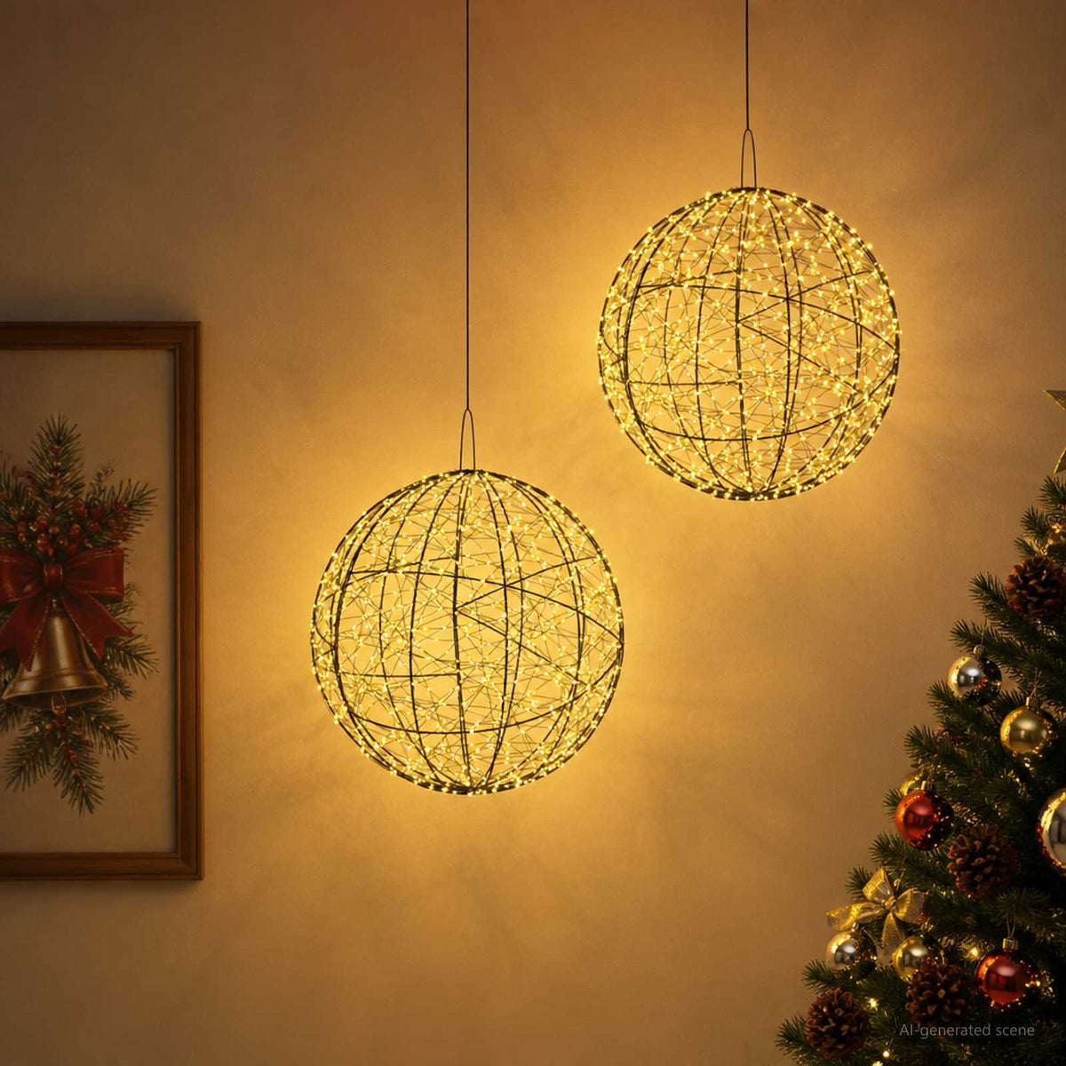 vidaXL Świąteczny szpic na lampkę 2 szt. 1900 LED Ciepła biel