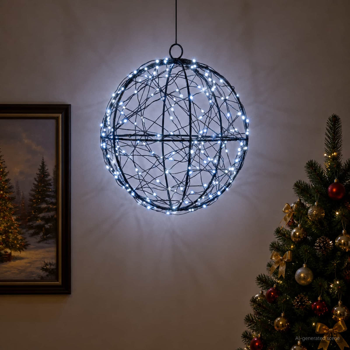 vidaXL Świąteczny szpic na lampkę 200 LED Zimna biel