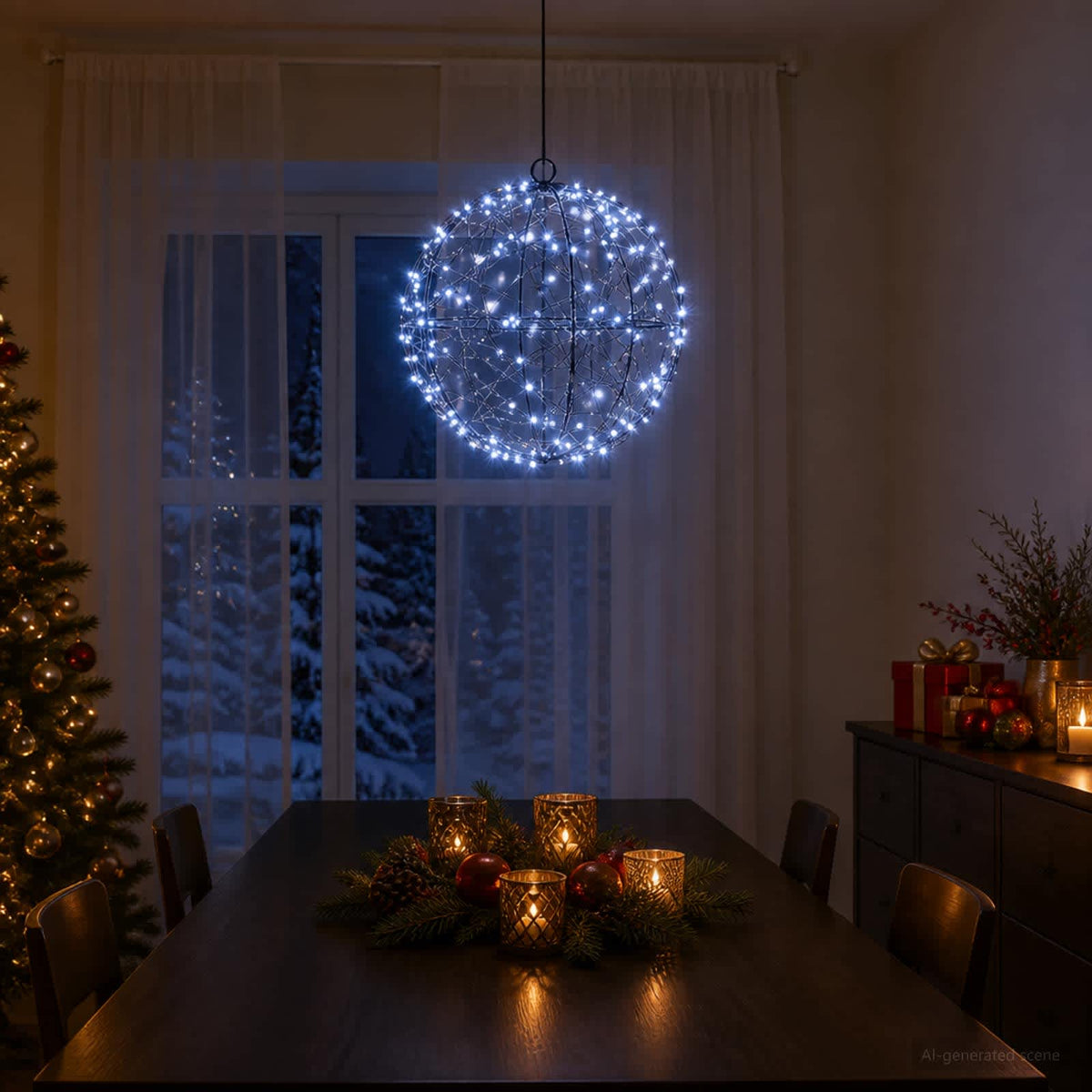 vidaXL Świąteczny szpic na lampkę 200 LED Zimna biel