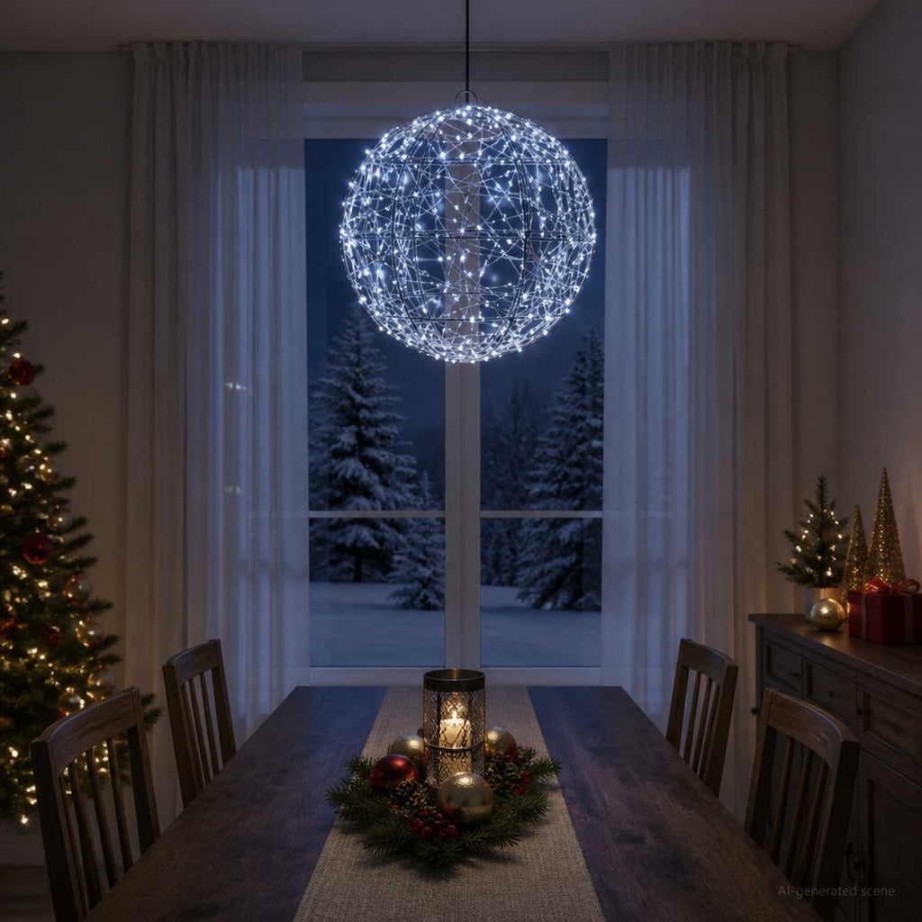 vidaXL Świąteczny szpic na lampkę 300 LED Zimna biel