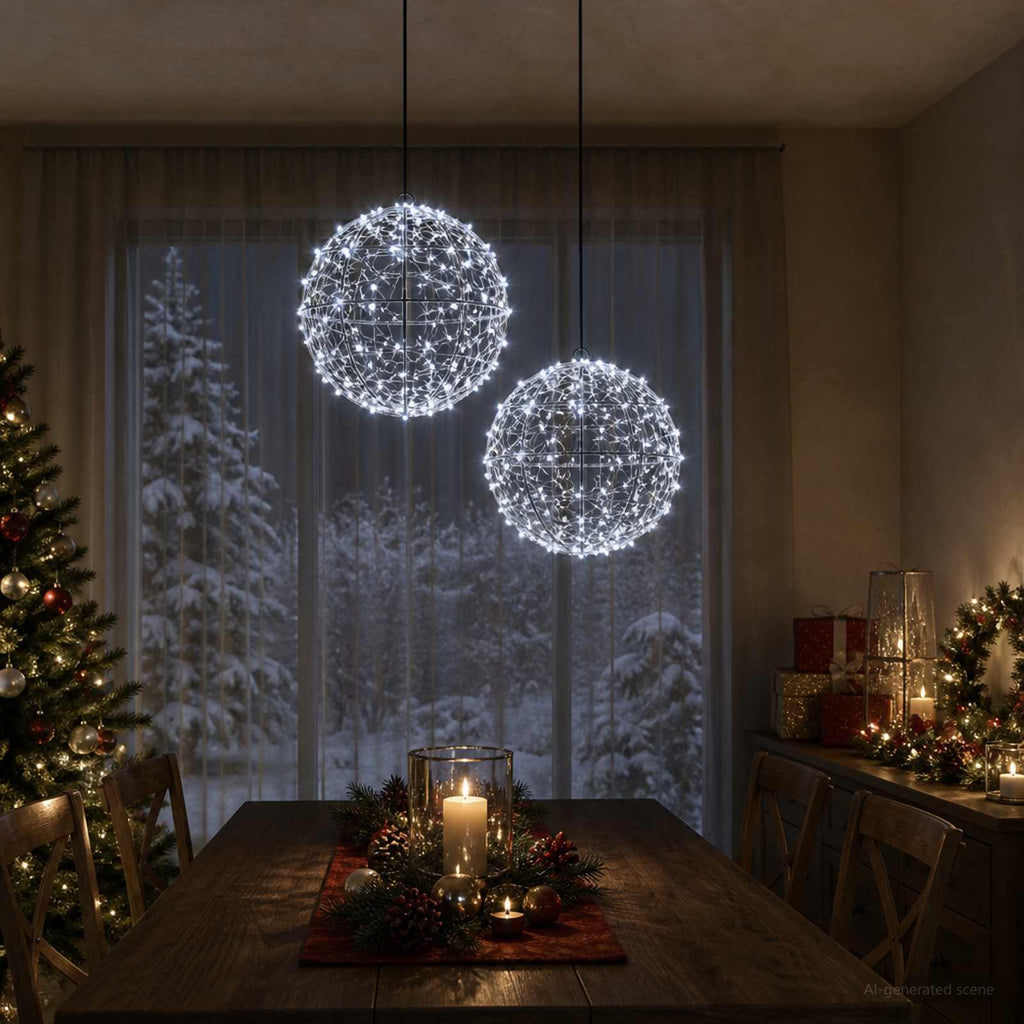 vidaXL Świąteczny szpic na lampkę 2 szt. 600 LED Zimna biel