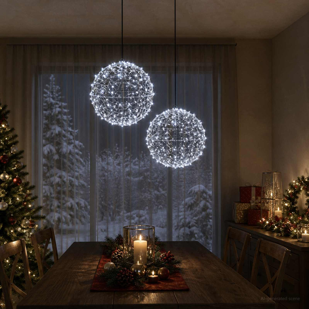 vidaXL Świąteczny szpic na lampkę 2 szt. 600 LED Zimna biel