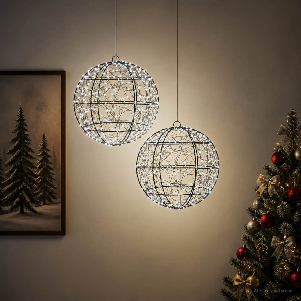 vidaXL Świąteczny szpic na lampkę 2 szt. 600 LED Zimna biel