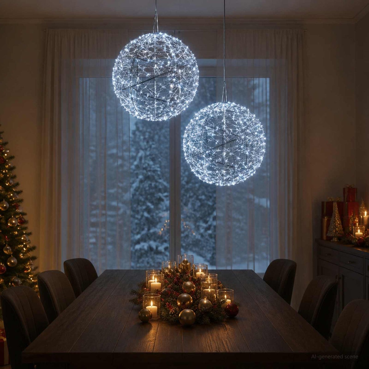 vidaXL Świąteczny szpic na lampkę 2 szt. 1500 LED Zimna biel
