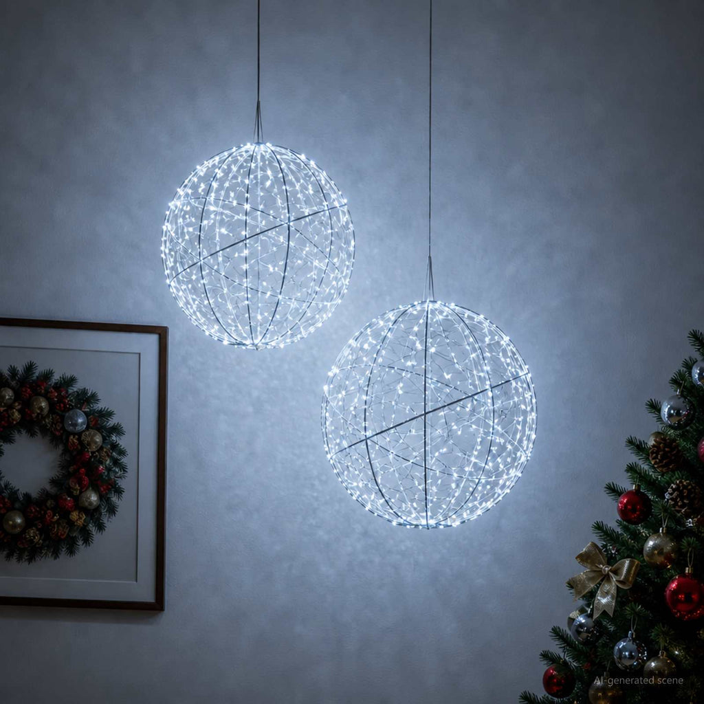 vidaXL Świąteczny szpic na lampkę 2 szt. 1500 LED Zimna biel