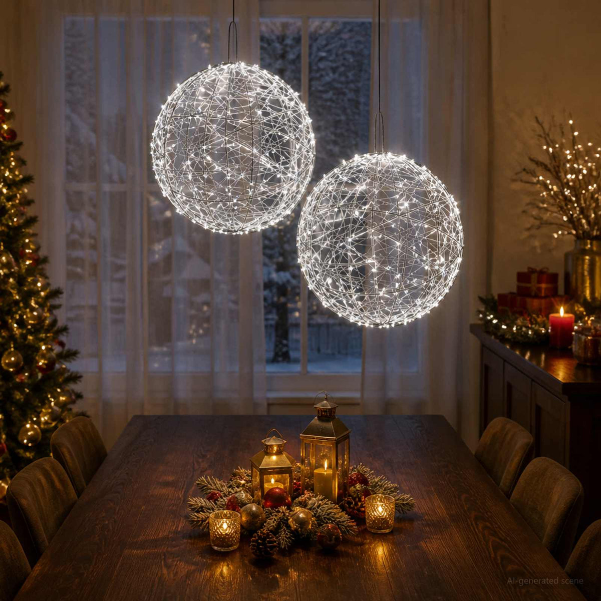 vidaXL Świąteczny szpic na lampkę 2 szt. 1900 LED Zimna biel