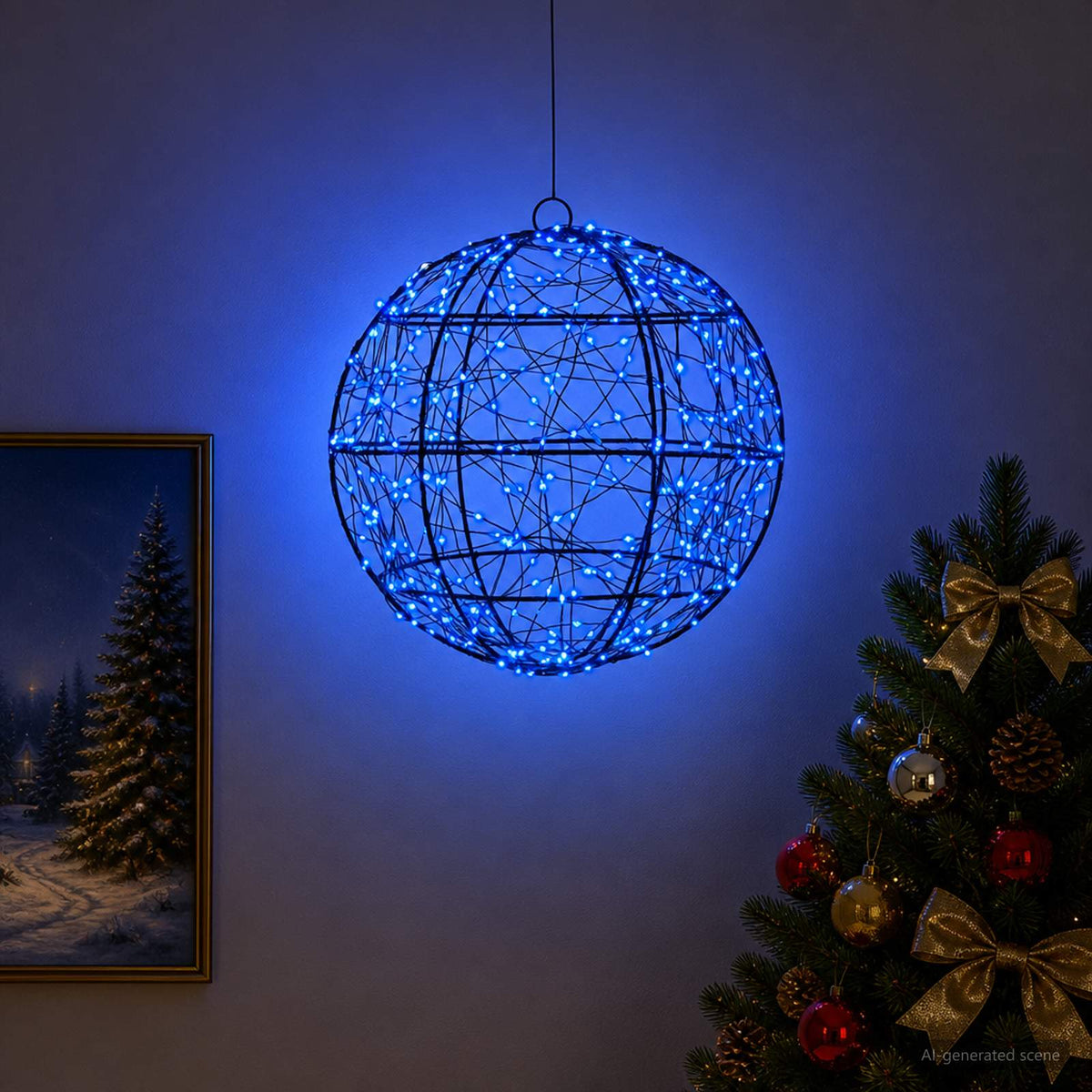vidaXL Świąteczny szpic na lampkę 300 LED Niebieski