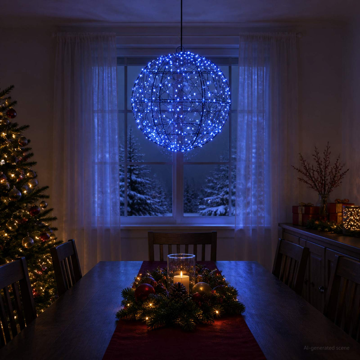 vidaXL Świąteczny szpic na lampkę 300 LED Niebieski