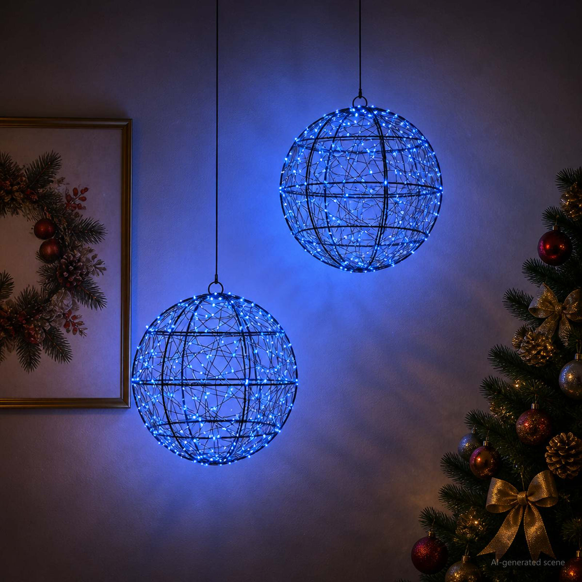 vidaXL Świąteczny szpic na lampkę 2 szt. 600 LED Niebieski