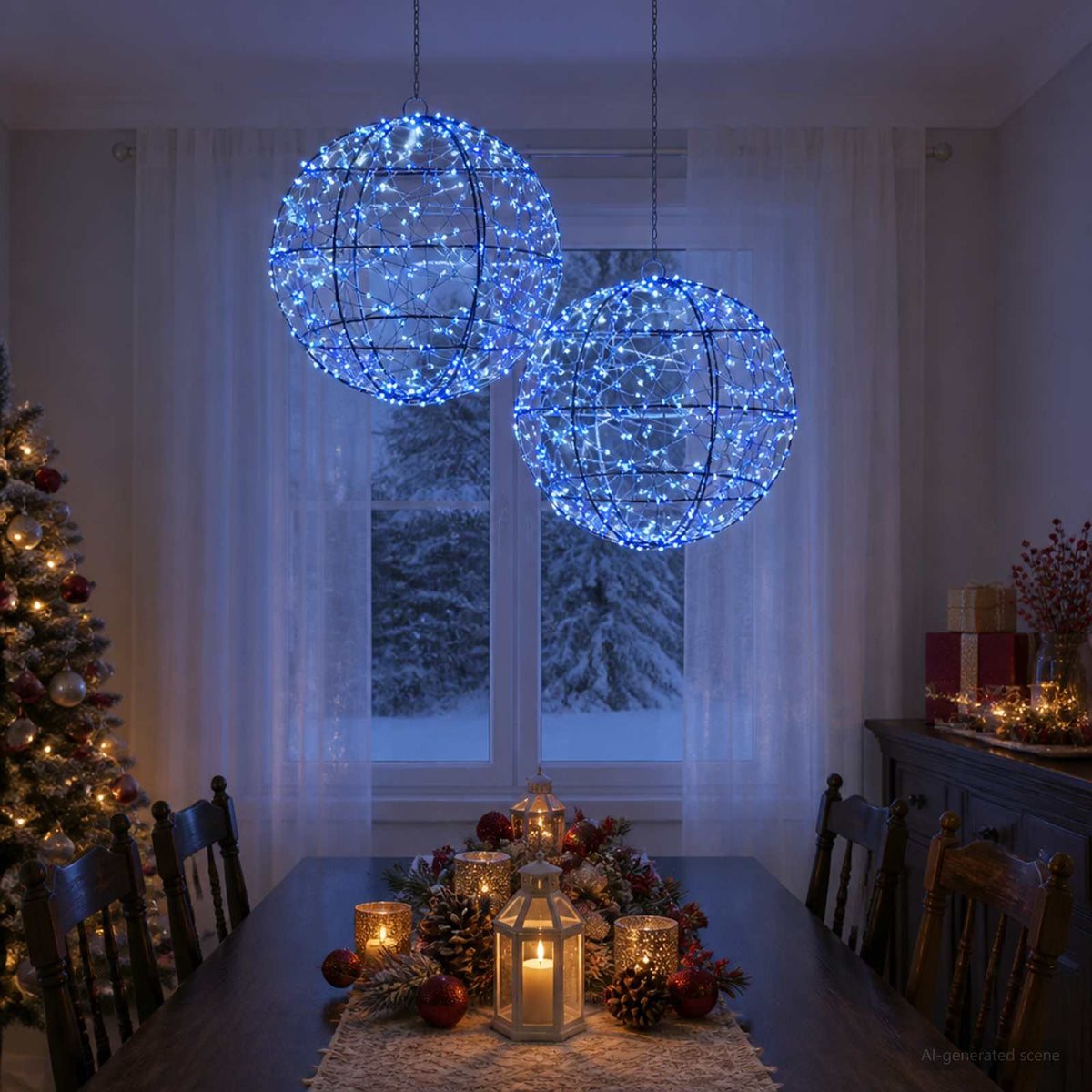 vidaXL Świąteczny szpic na lampkę 2 szt. 600 LED Niebieski