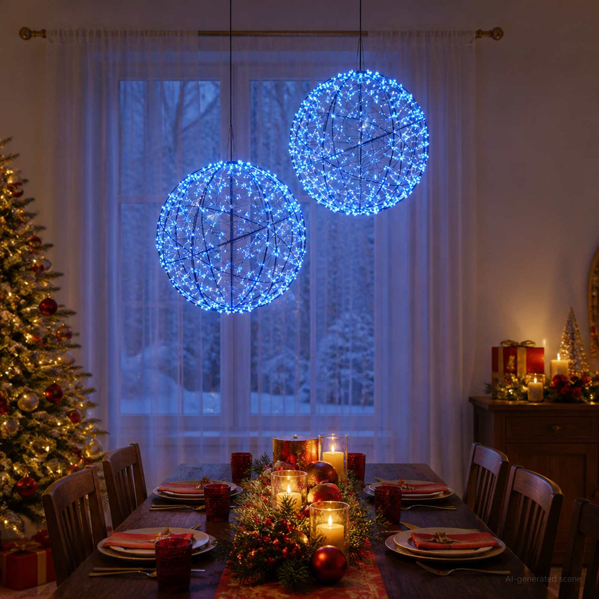vidaXL Świąteczny szpic na lampkę 2 szt. 1500 LED Niebieski