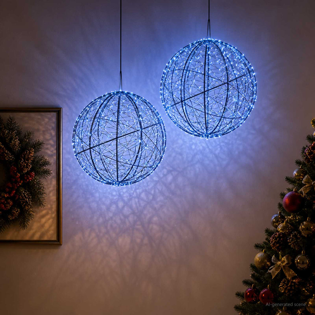 vidaXL Świąteczny szpic na lampkę 2 szt. 1500 LED Niebieski