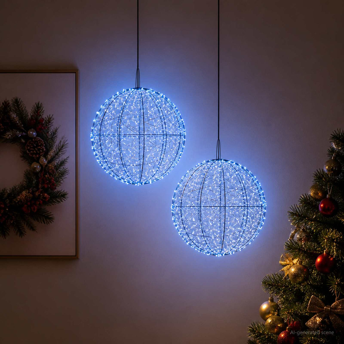 vidaXL Świąteczny szpic na lampkę 2 szt. 1900 LED Niebieski