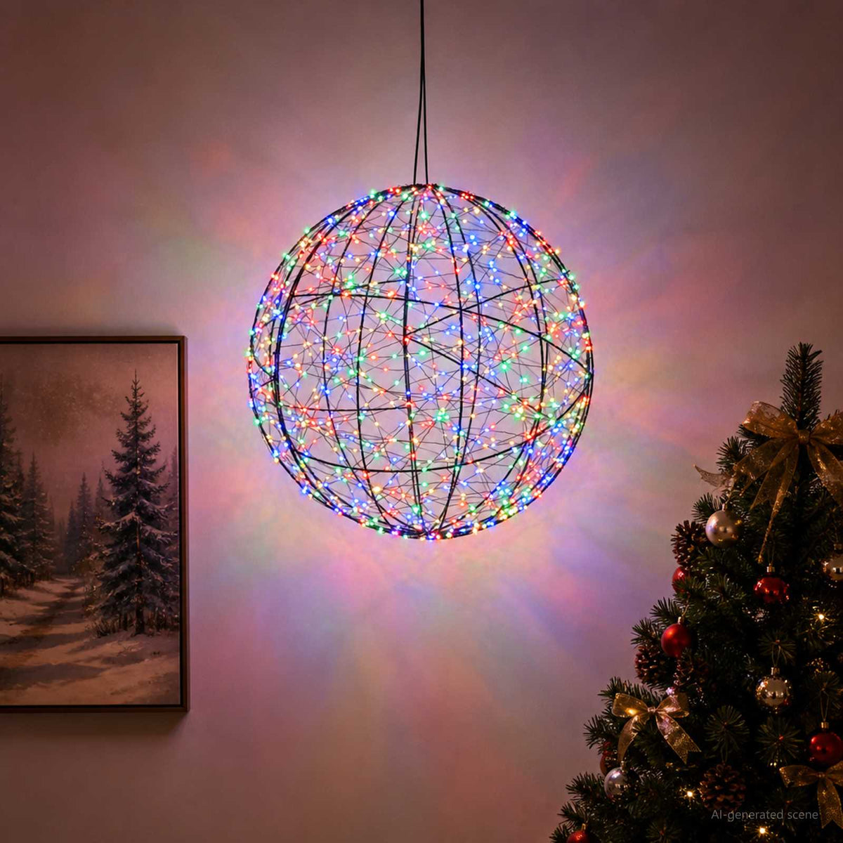 vidaXL Świąteczny szpic na lampkę 950 LED Wielokolorowy