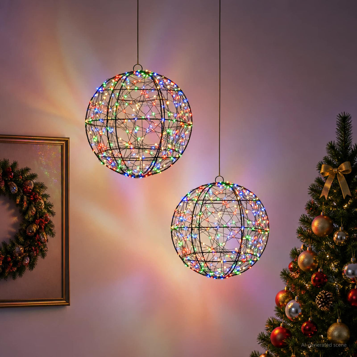 vidaXL Świąteczny szpic na lampkę 2 szt. 600 LED Wielokolorowy