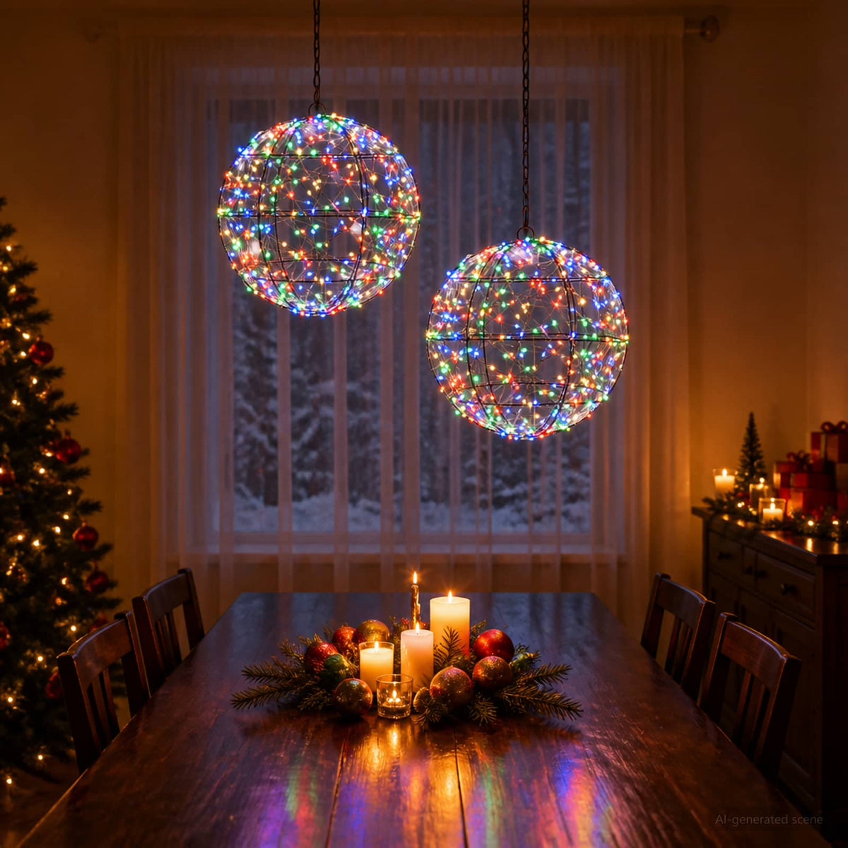 vidaXL Świąteczny szpic na lampkę 2 szt. 600 LED Wielokolorowy