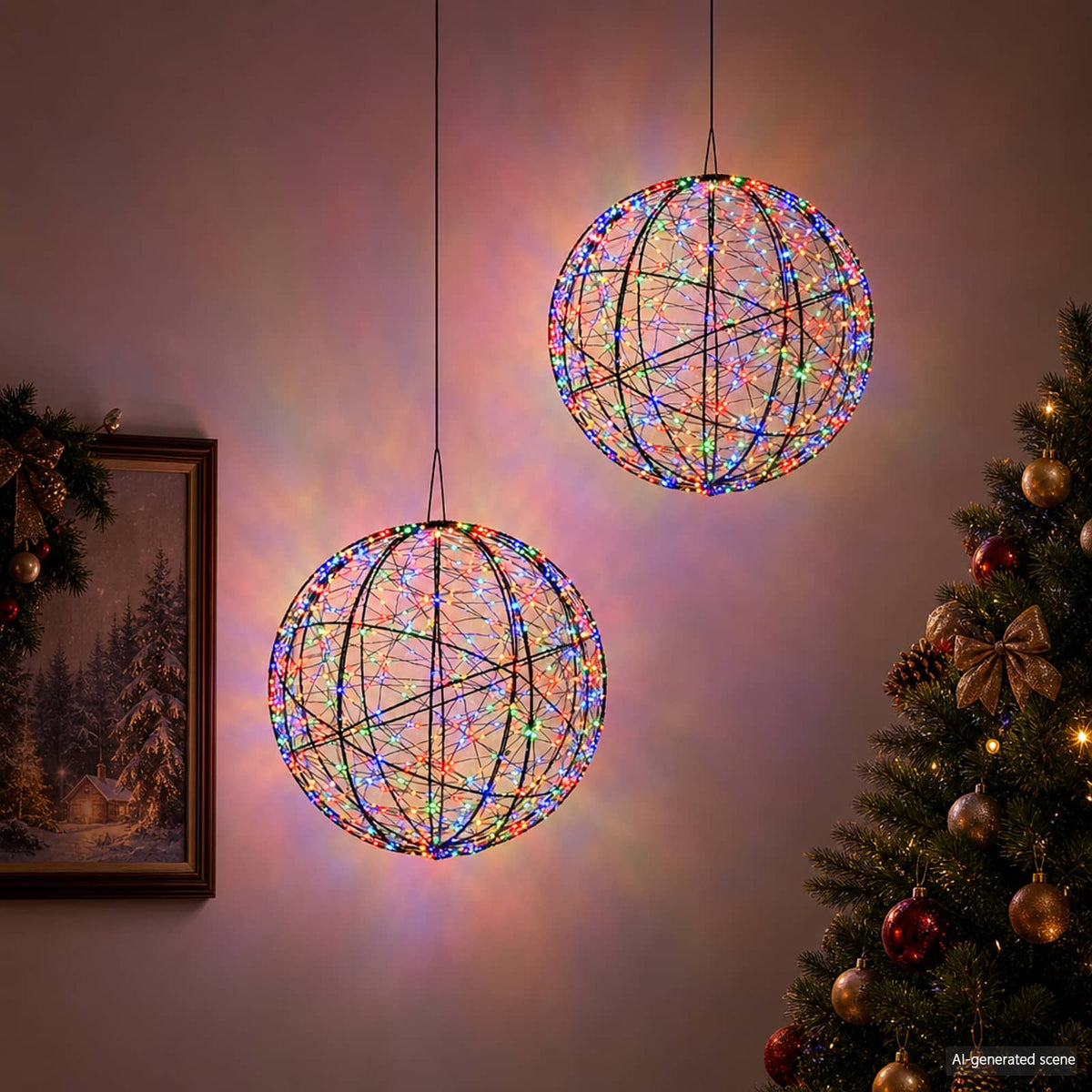 vidaXL Świąteczny szpic na lampkę 2 szt. 1000 LED Wielokolorowy