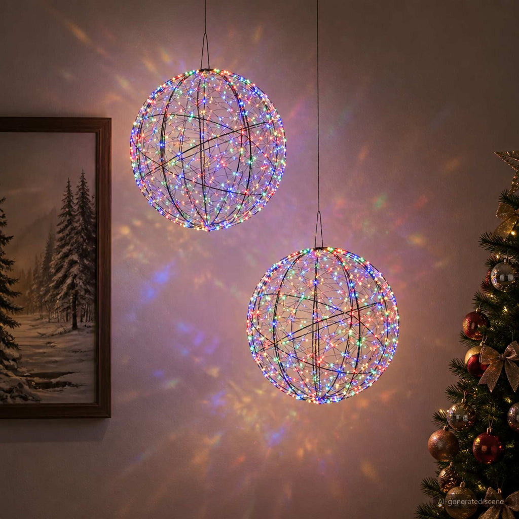 vidaXL Świąteczny szpic na lampkę 2 szt. 1500 LED Wielokolorowy