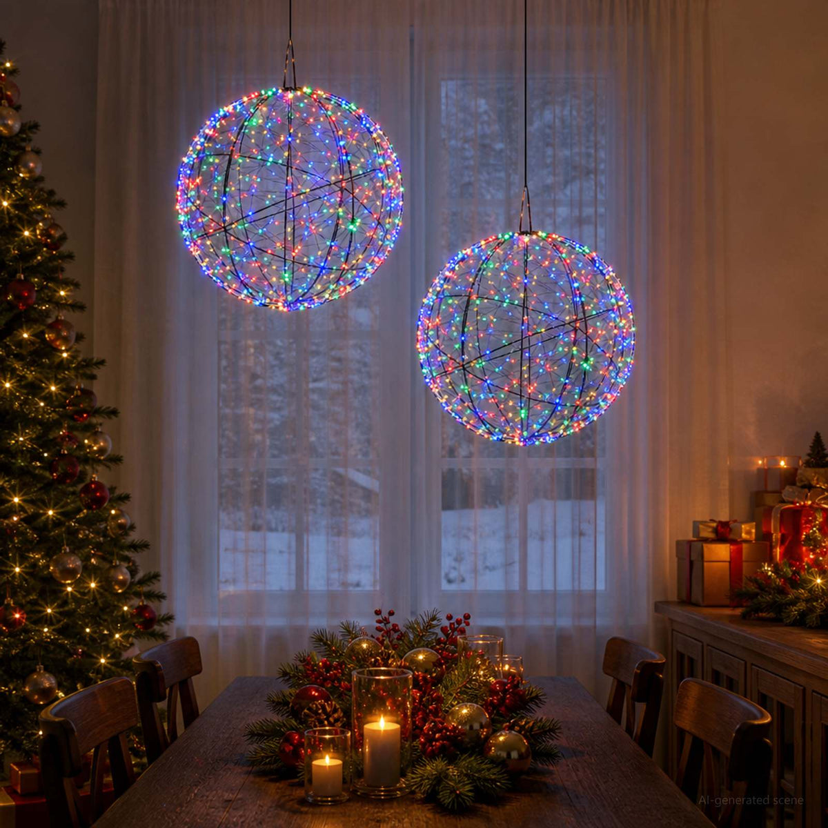 vidaXL Świąteczny szpic na lampkę 2 szt. 1500 LED Wielokolorowy