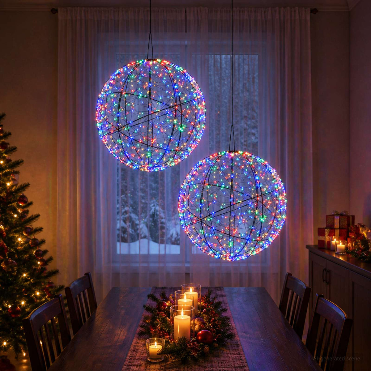 vidaXL Świąteczny szpic na lampkę 2 szt. 1900 LED Wielokolorowy