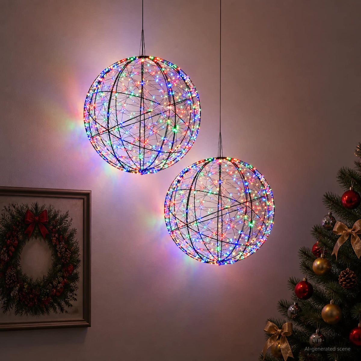 vidaXL Świąteczny szpic na lampkę 2 szt. 1900 LED Wielokolorowy