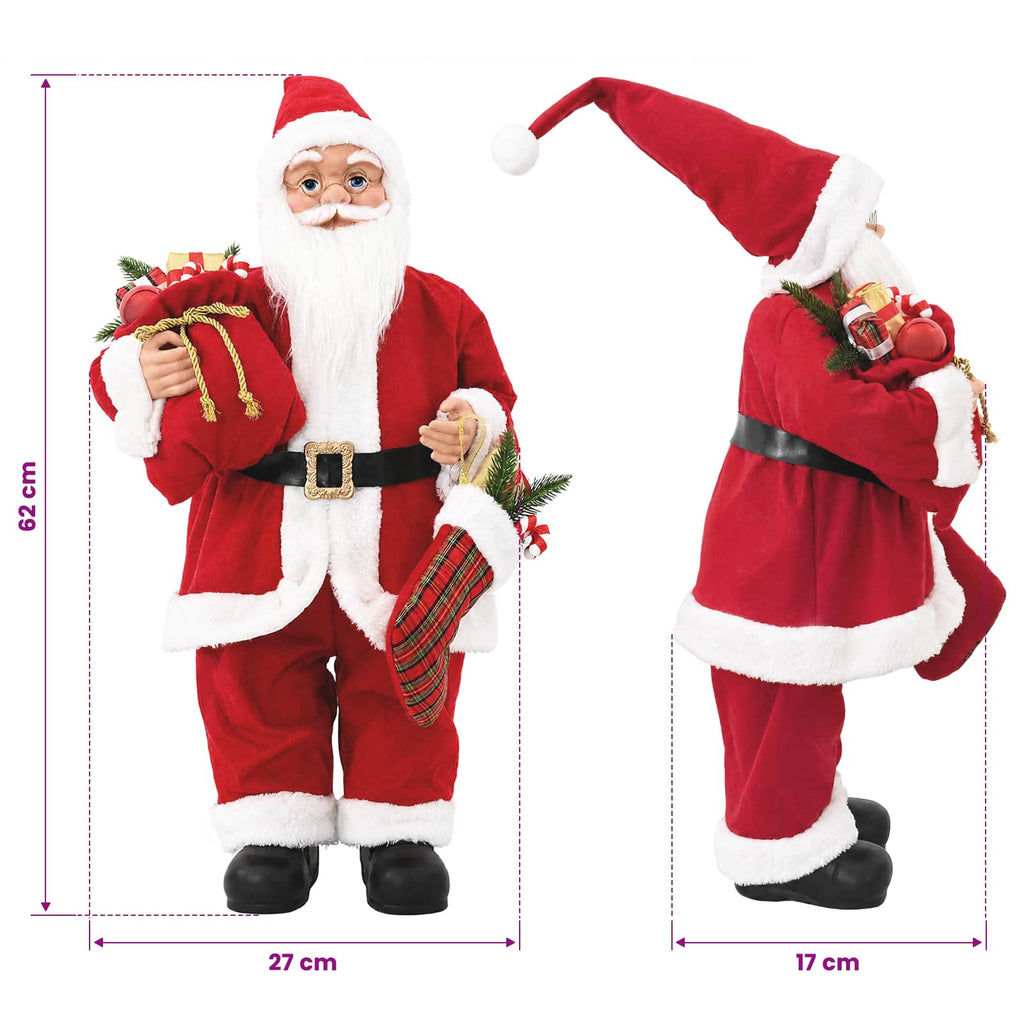 vidaXL Figurka Świętego Mikołaja czerwony 62 cm Poliester
