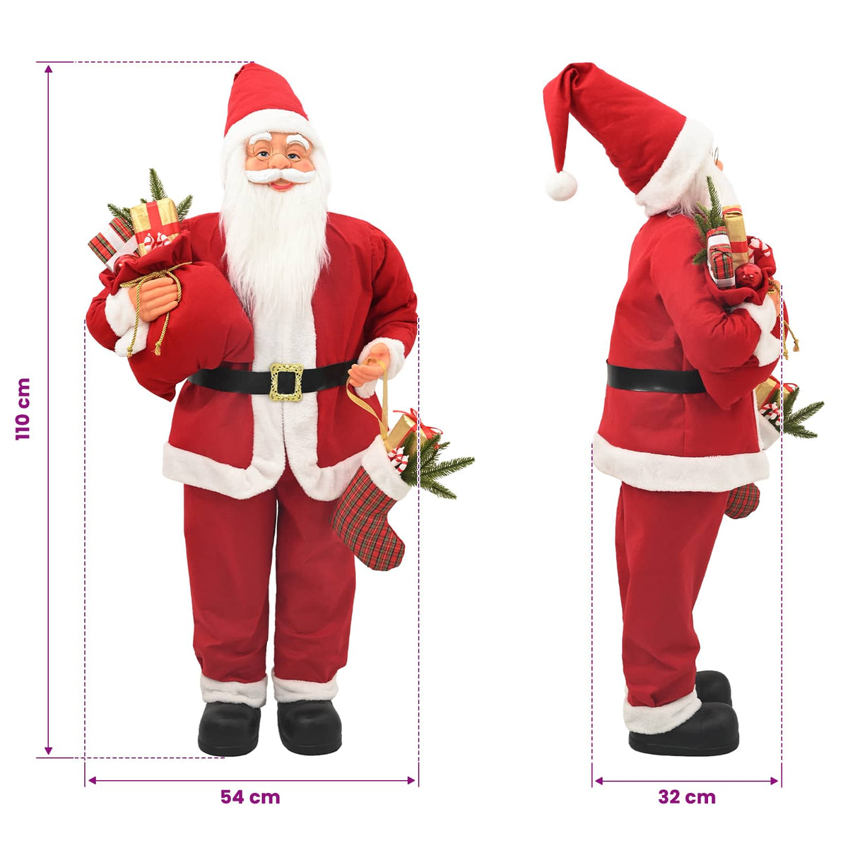 vidaXL Figurka Świętego Mikołaja czerwony 110 cm Poliester