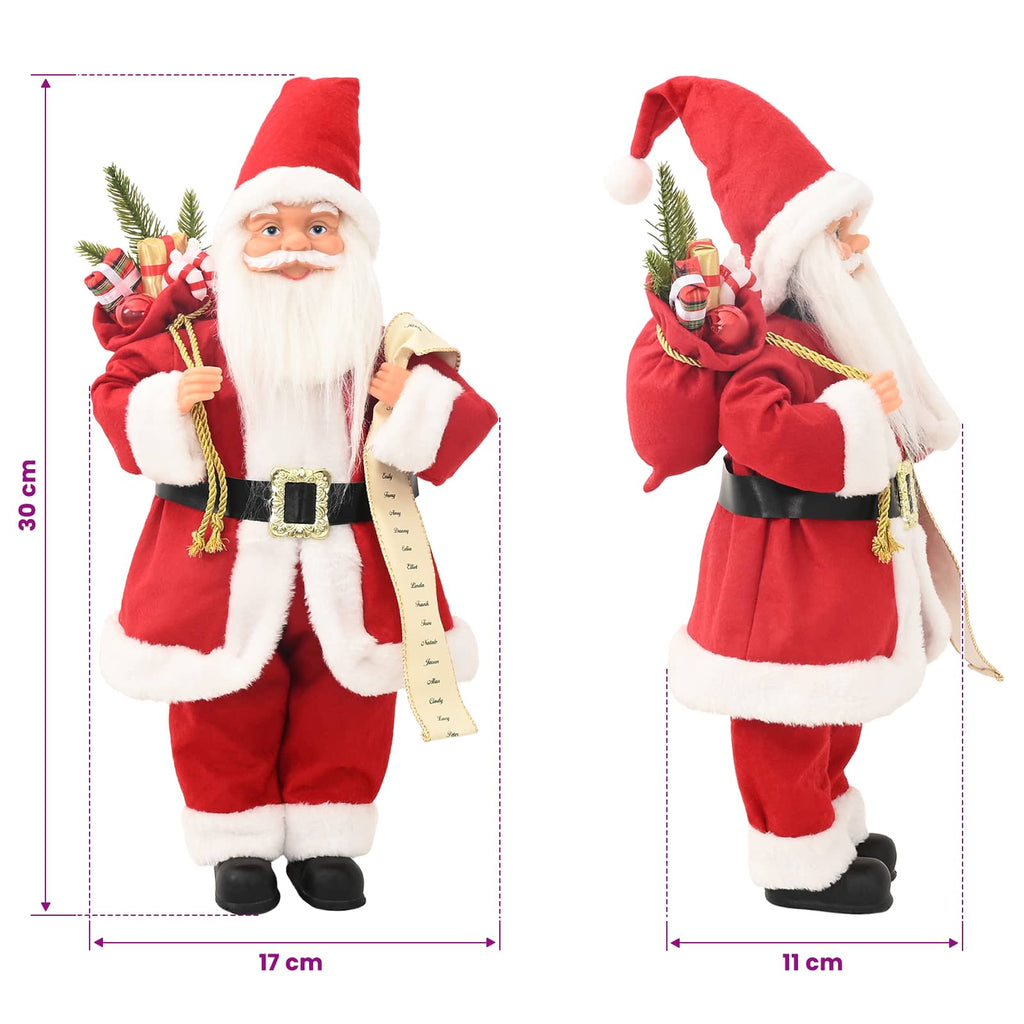 vidaXL Figurka Świętego Mikołaja czerwony 30 cm Poliester