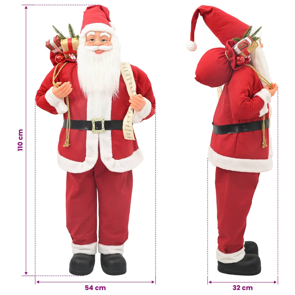 vidaXL Figurka Świętego Mikołaja czerwony 110 cm Poliester